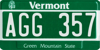VT license plate AGG357