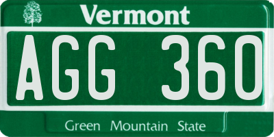 VT license plate AGG360