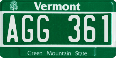VT license plate AGG361
