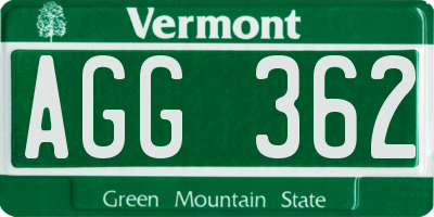 VT license plate AGG362