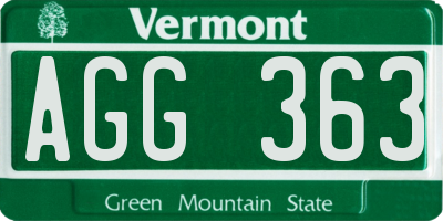 VT license plate AGG363