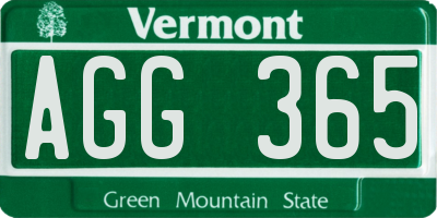 VT license plate AGG365