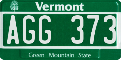 VT license plate AGG373