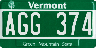 VT license plate AGG374