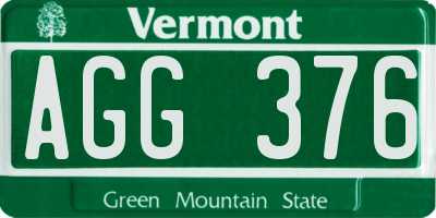 VT license plate AGG376