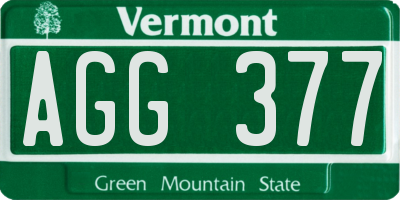 VT license plate AGG377