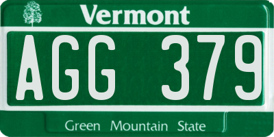 VT license plate AGG379