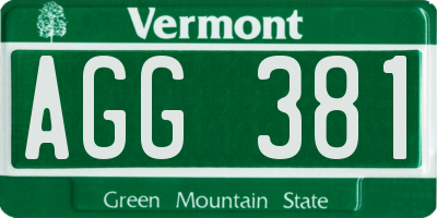 VT license plate AGG381