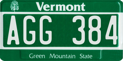 VT license plate AGG384