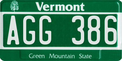 VT license plate AGG386