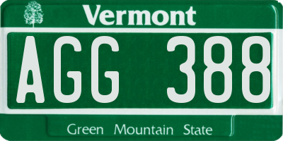 VT license plate AGG388