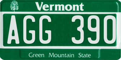 VT license plate AGG390