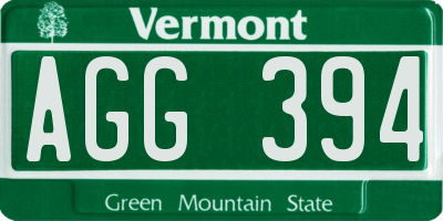VT license plate AGG394