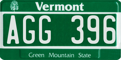 VT license plate AGG396