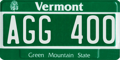 VT license plate AGG400
