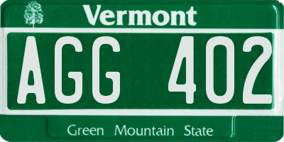 VT license plate AGG402
