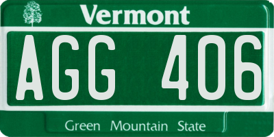 VT license plate AGG406