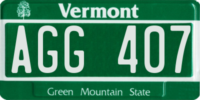 VT license plate AGG407