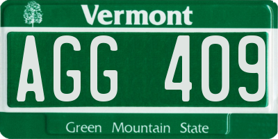VT license plate AGG409