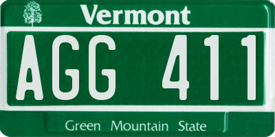 VT license plate AGG411
