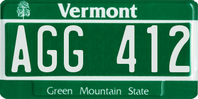 VT license plate AGG412