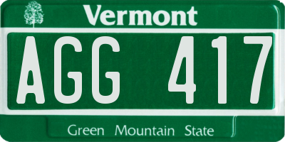 VT license plate AGG417