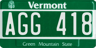 VT license plate AGG418