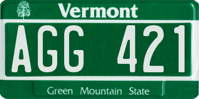 VT license plate AGG421