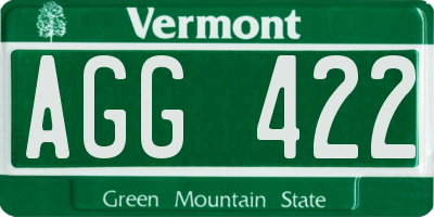 VT license plate AGG422