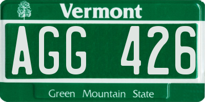 VT license plate AGG426