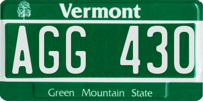 VT license plate AGG430