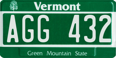 VT license plate AGG432