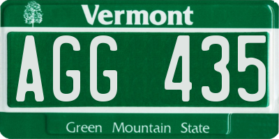 VT license plate AGG435