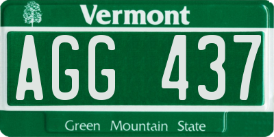 VT license plate AGG437