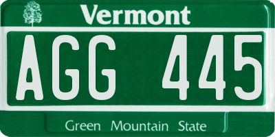 VT license plate AGG445
