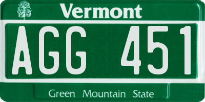 VT license plate AGG451