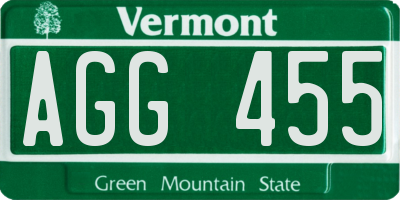 VT license plate AGG455