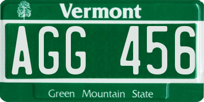 VT license plate AGG456