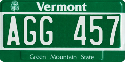 VT license plate AGG457