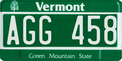 VT license plate AGG458