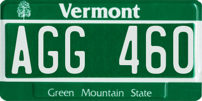 VT license plate AGG460