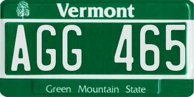 VT license plate AGG465