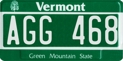 VT license plate AGG468