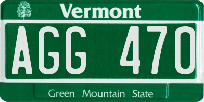 VT license plate AGG470