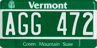 VT license plate AGG472