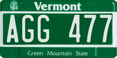 VT license plate AGG477