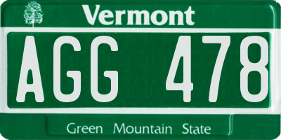 VT license plate AGG478