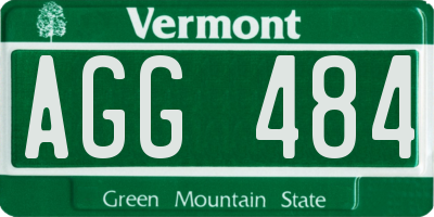 VT license plate AGG484