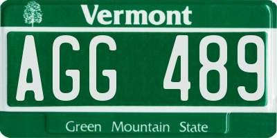 VT license plate AGG489