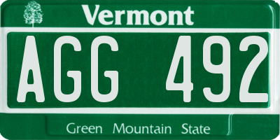 VT license plate AGG492